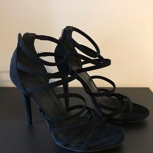 Black suede strappy heels